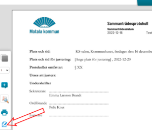 Skärmklipp, protokoll, signeringsfunktion markerad.